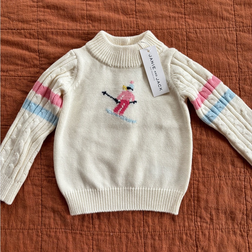 Janie and Jack Baby Girls Ski Cable Knit Sweater